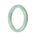 A semi-round, untreated green Burmese jade bangle bracelet measuring 63mm.