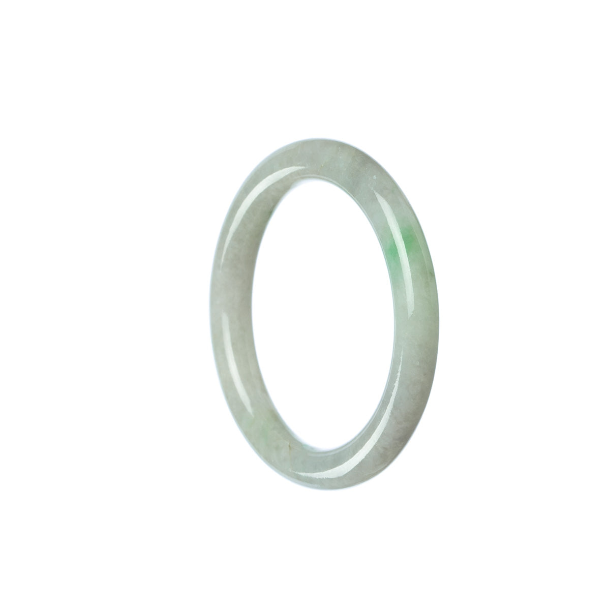 A close-up image of a round, green traditional jade bracelet designed for children. The bracelet features a Type A green jade stone, known for its vibrant color and high quality. The bracelet is a timeless piece of jewelry crafted by MAYS GEMS.