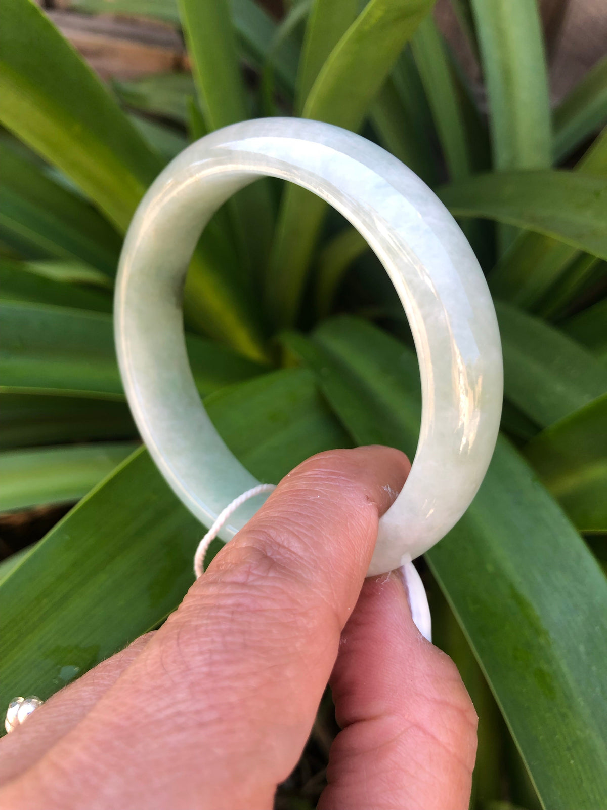 Genuine Grade A Light green Jade Bangle Bracelet - 58mm Half Moon