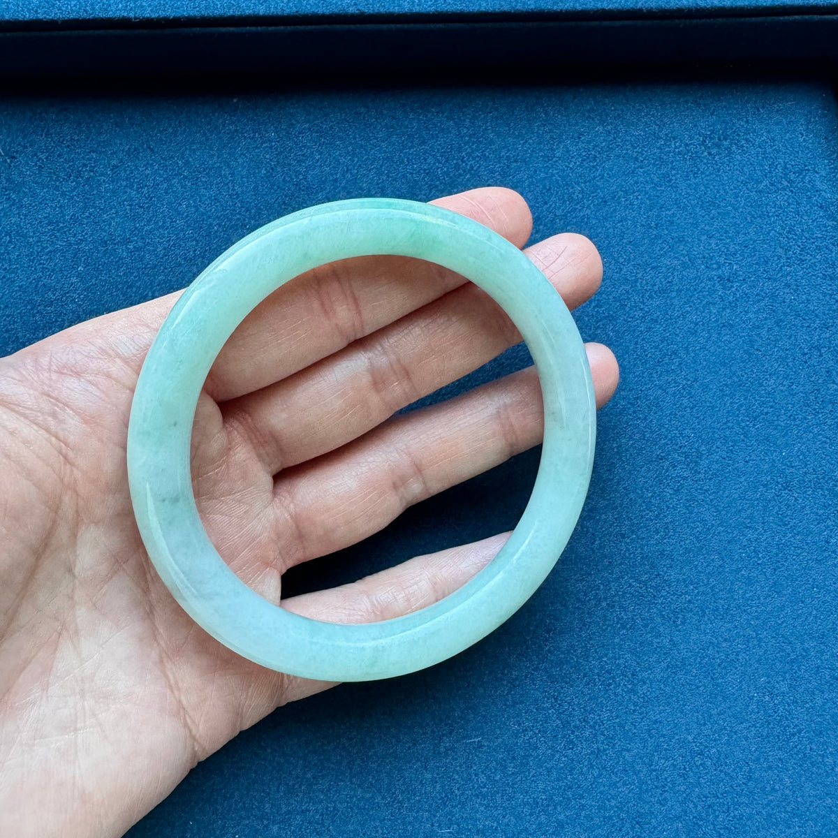 Genuine Pale Green Jade Bangle - 59mm Petite Round