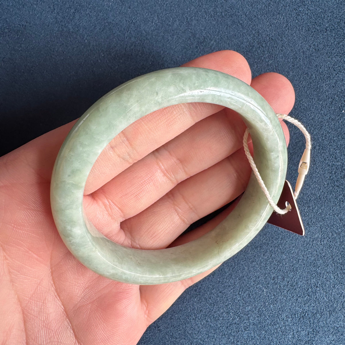 Certified Grade A Light Green Jade Bracelet - 58mm Half Moon