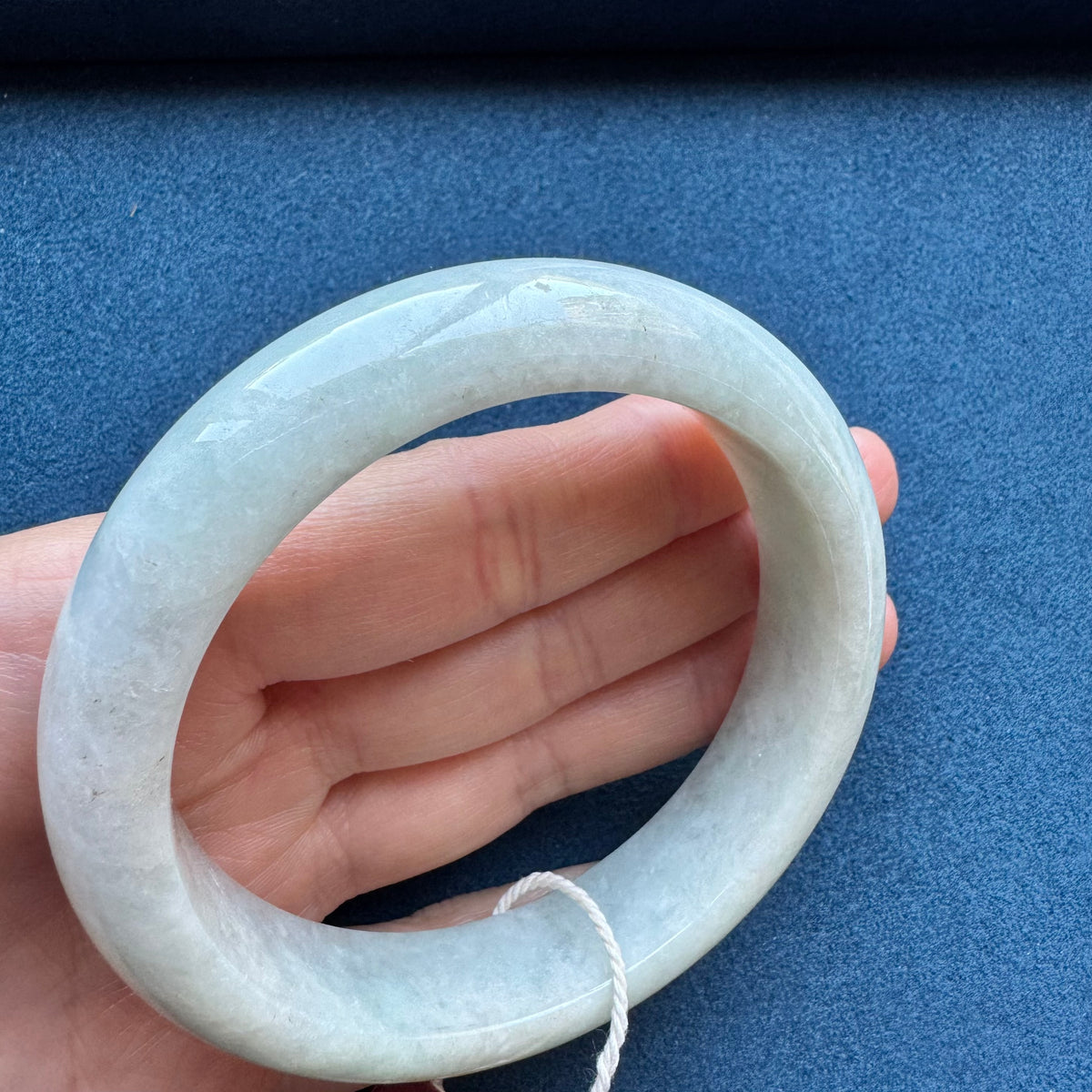 Grade A White Jadeite Jade Bangle Bracelet - 58mm Half Moon