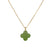 Green Clover Nephrite Jade Pendant with 18K Yellow Gold