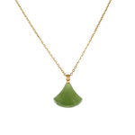 Green Skirt Nephrite Jade Pendant with 18K Yellow Gold