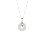 Leafy Donut Hotan Jade Necklace in 925 Sterling Silver