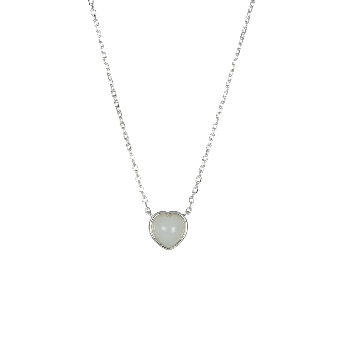 Pico Jade Heart Necklace with Silver Chain