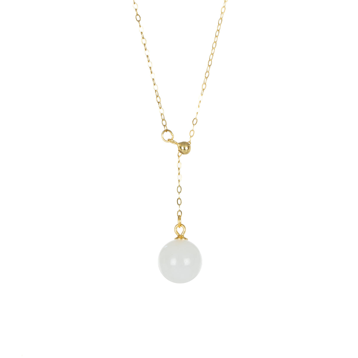 Round Bead Jade Necklace in Gold Plated Silver