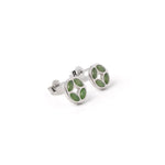 Fortune Coin – Green Jade Stud Earrings in Sterling Silver or Gold Plated Over 925