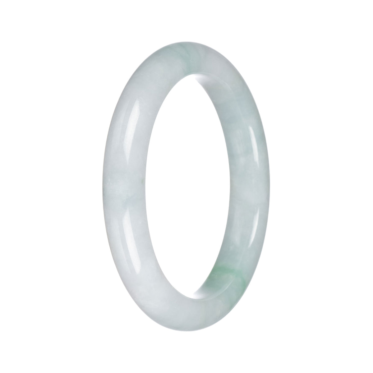 Real Untreated Green Traditional Jade Bangle - 63mm Semi Round