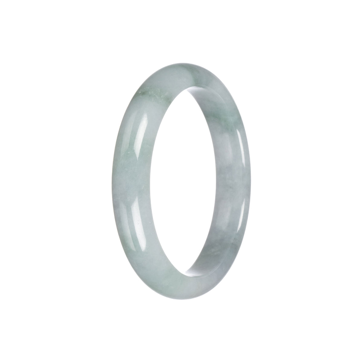 Genuine Type A Grey Jadeite Jade Bangle - 55mm Half Moon