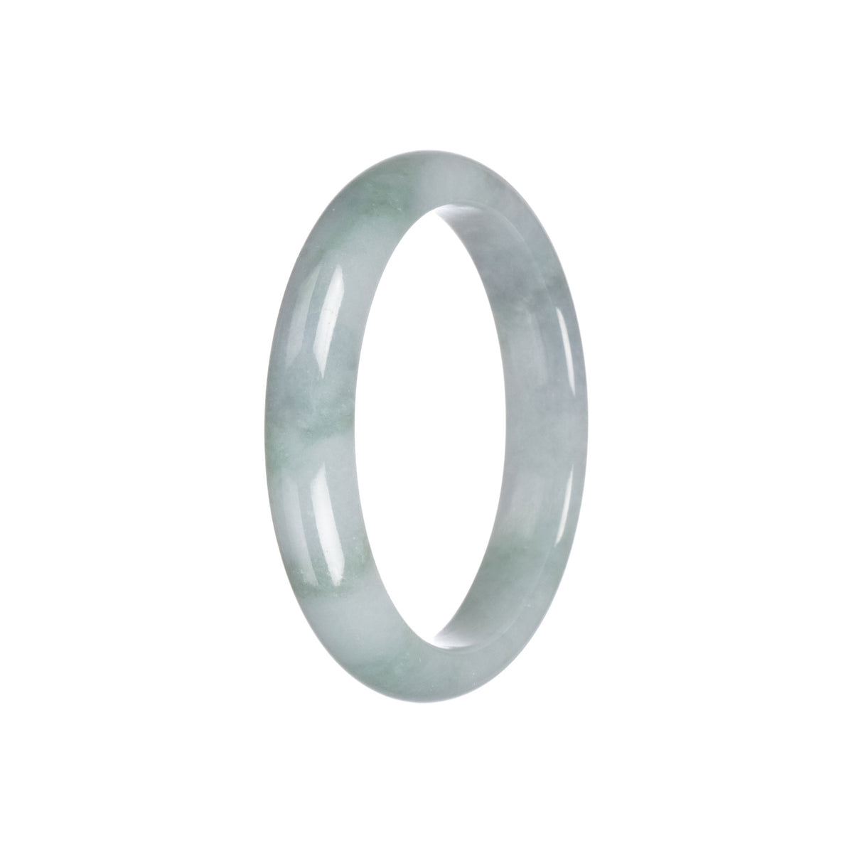 Genuine Type A Grey Jadeite Jade Bangle - 55mm Half Moon