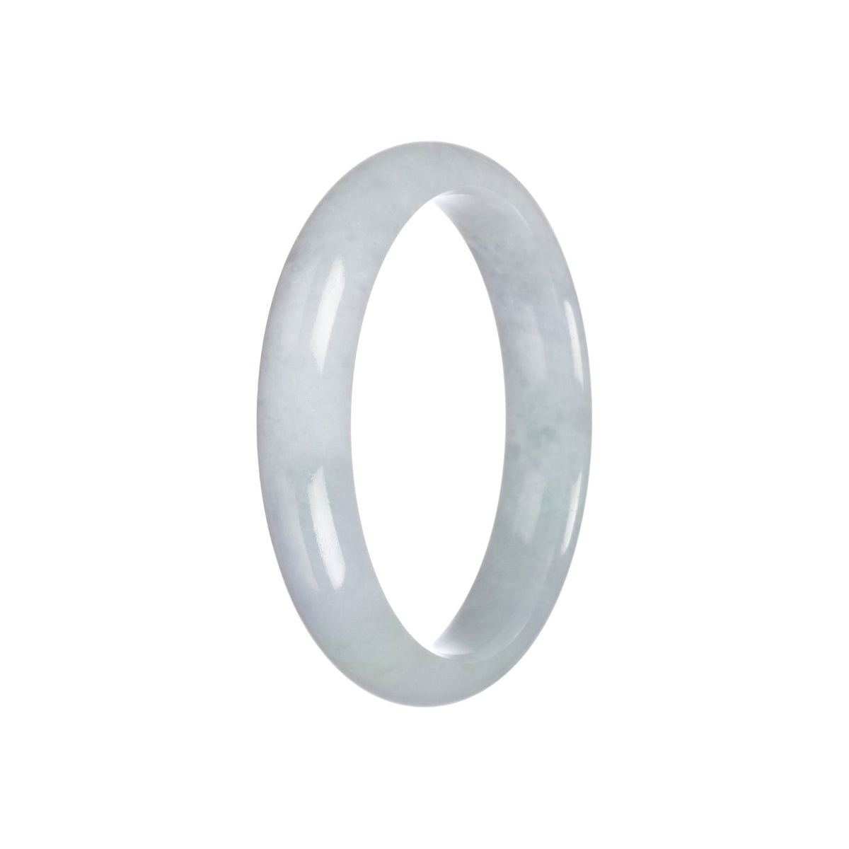 Genuine Grade A White Jadeite Jade Bangle Bracelet - 57mm Half Moon