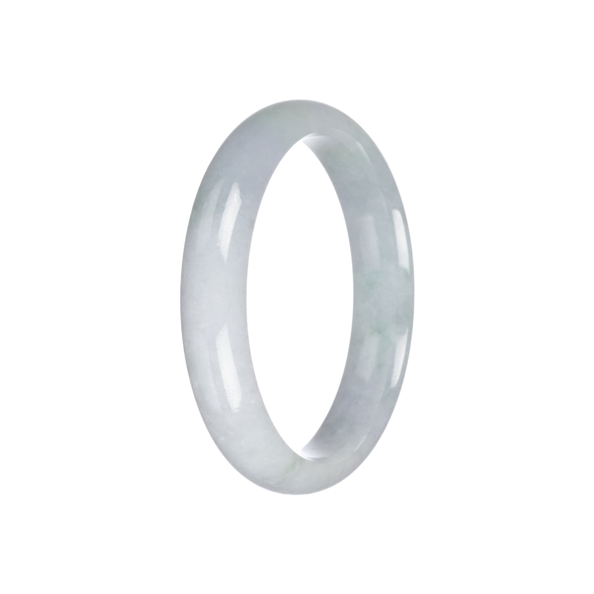 Genuine Grade A White Jadeite Jade Bangle Bracelet - 57mm Half Moon