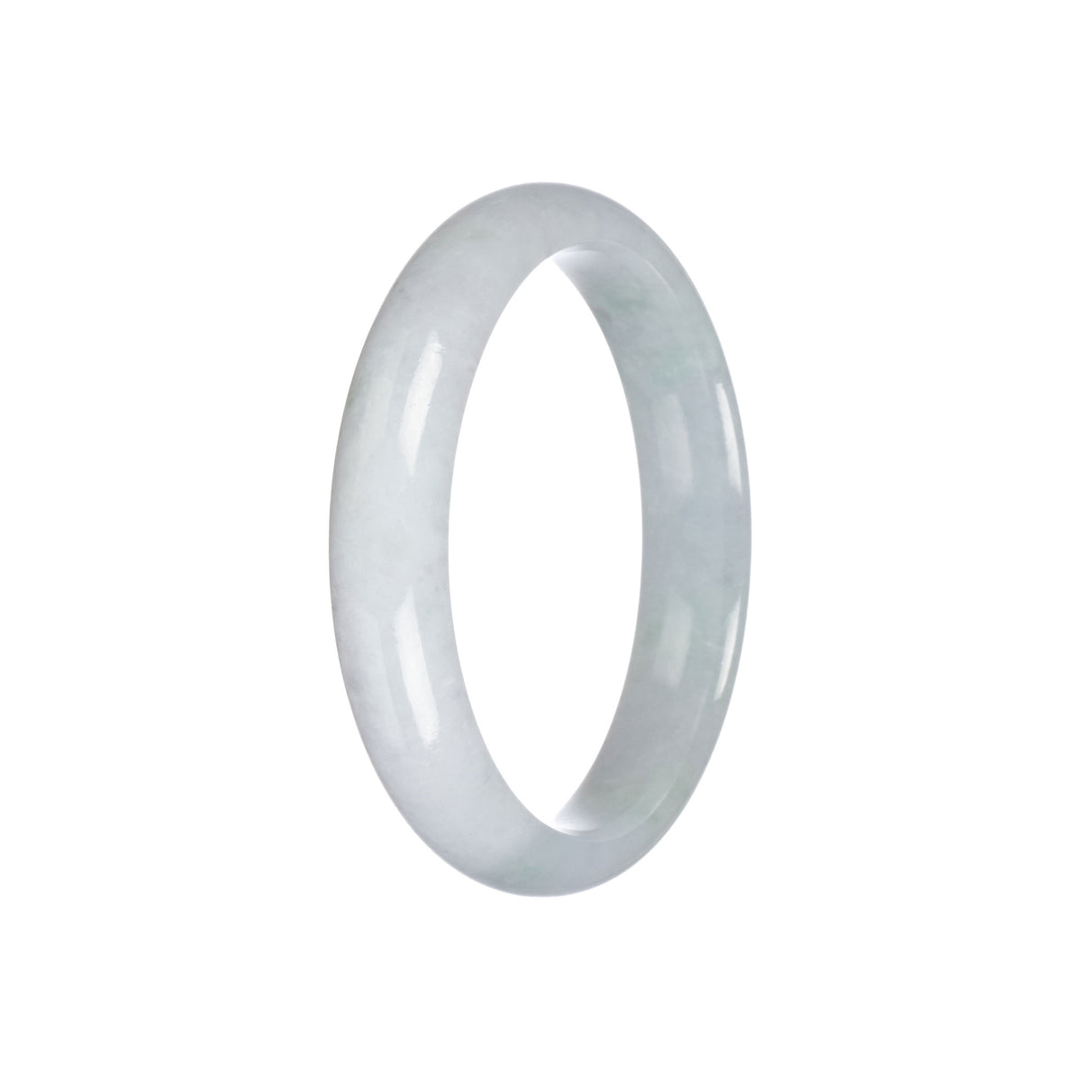 Genuine Grade A White Jadeite Jade Bangle Bracelet - 57mm Half Moon