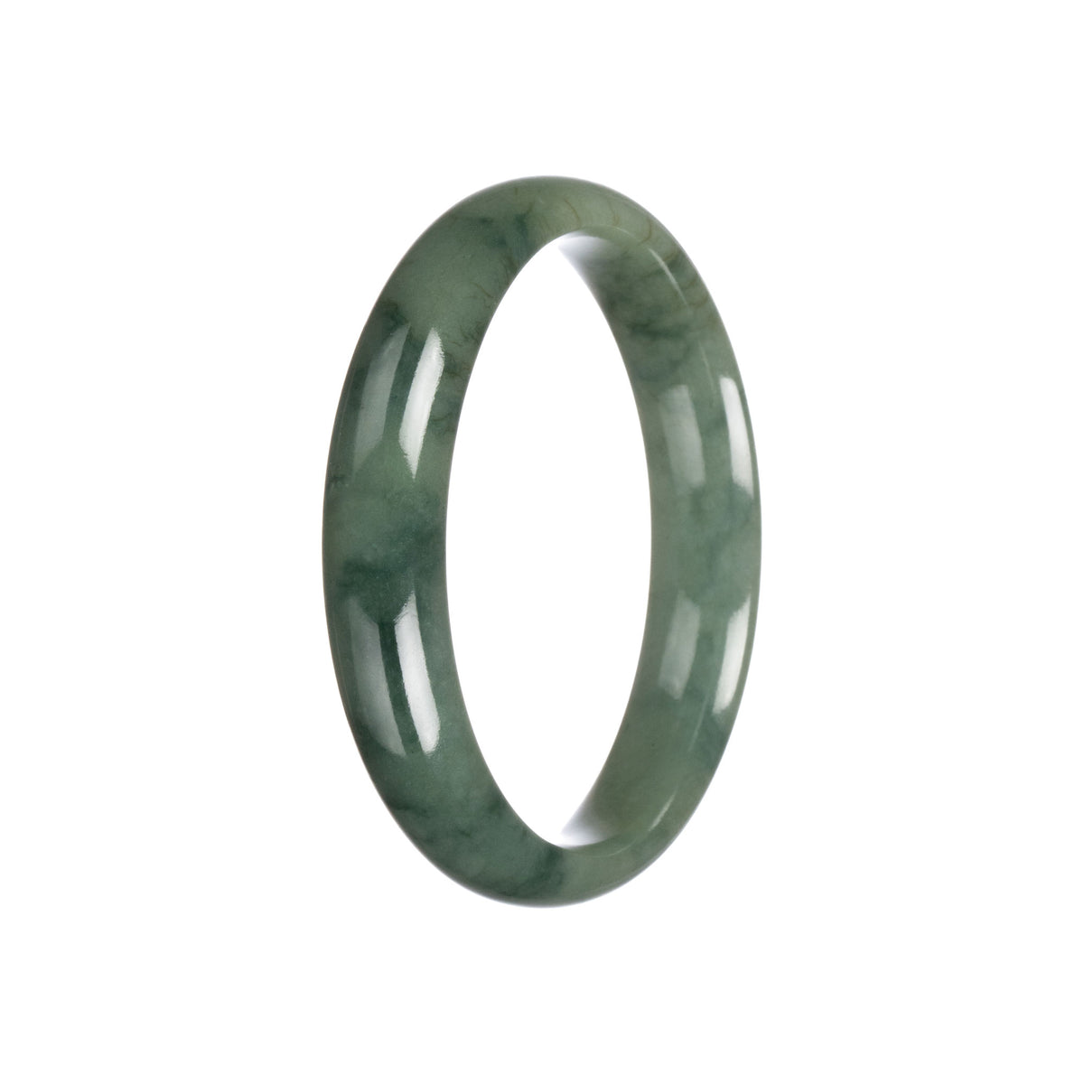 Genuine Untreated Green Traditional Jade Bangle Bracelet - 59mm Half Moon