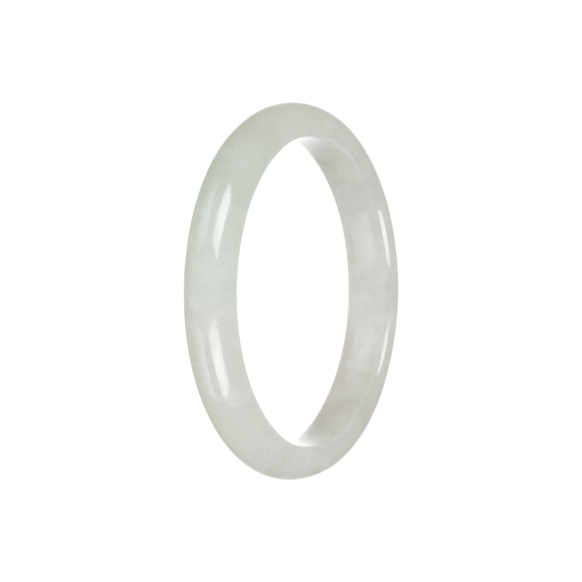 Authentic Type A Pale Green Jade Bangle - 57mm Semi Round