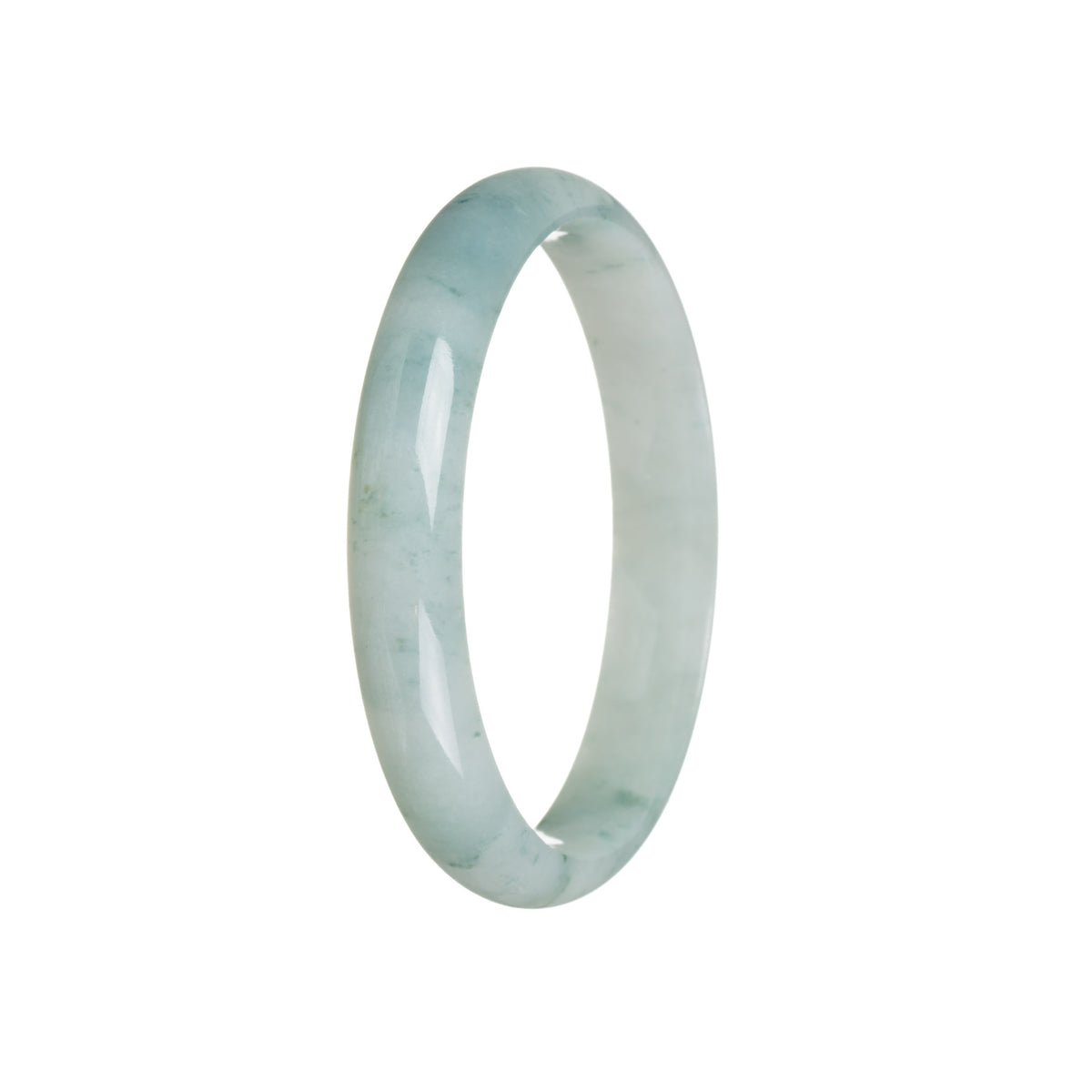 Certified Untreated Green Flower Burma Jade Bangle Bracelet - 55mm Half Moon