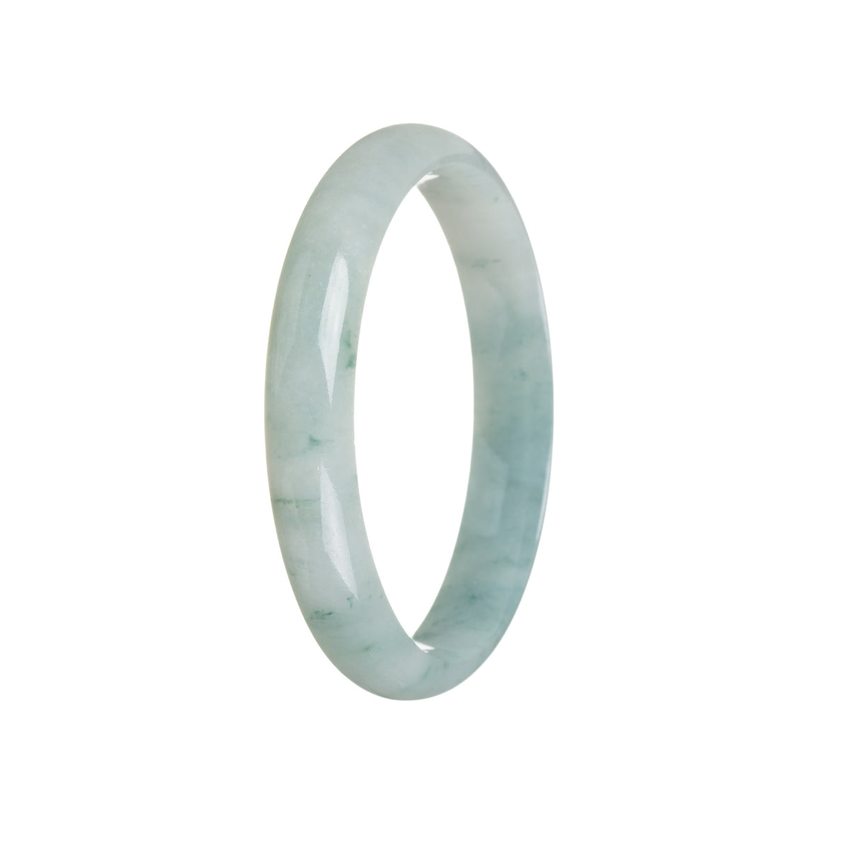 Certified Untreated Green Flower Burma Jade Bangle Bracelet - 55mm Half Moon