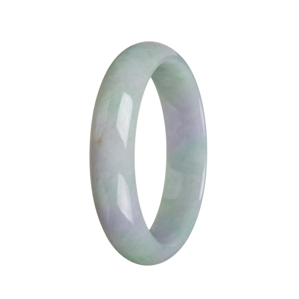 Authentic Grade A Lavender and Green Jadeite Bracelet - 59mm Half Moon