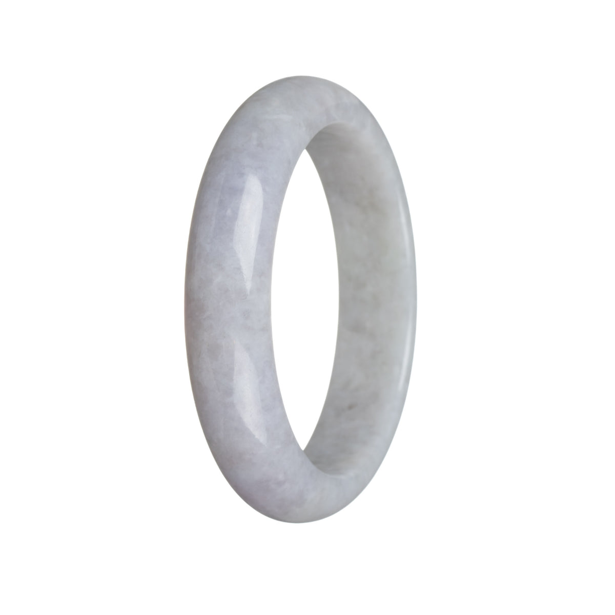 Genuine Untreated Pale Grey Jadeite Bangle - 61mm Half Moon