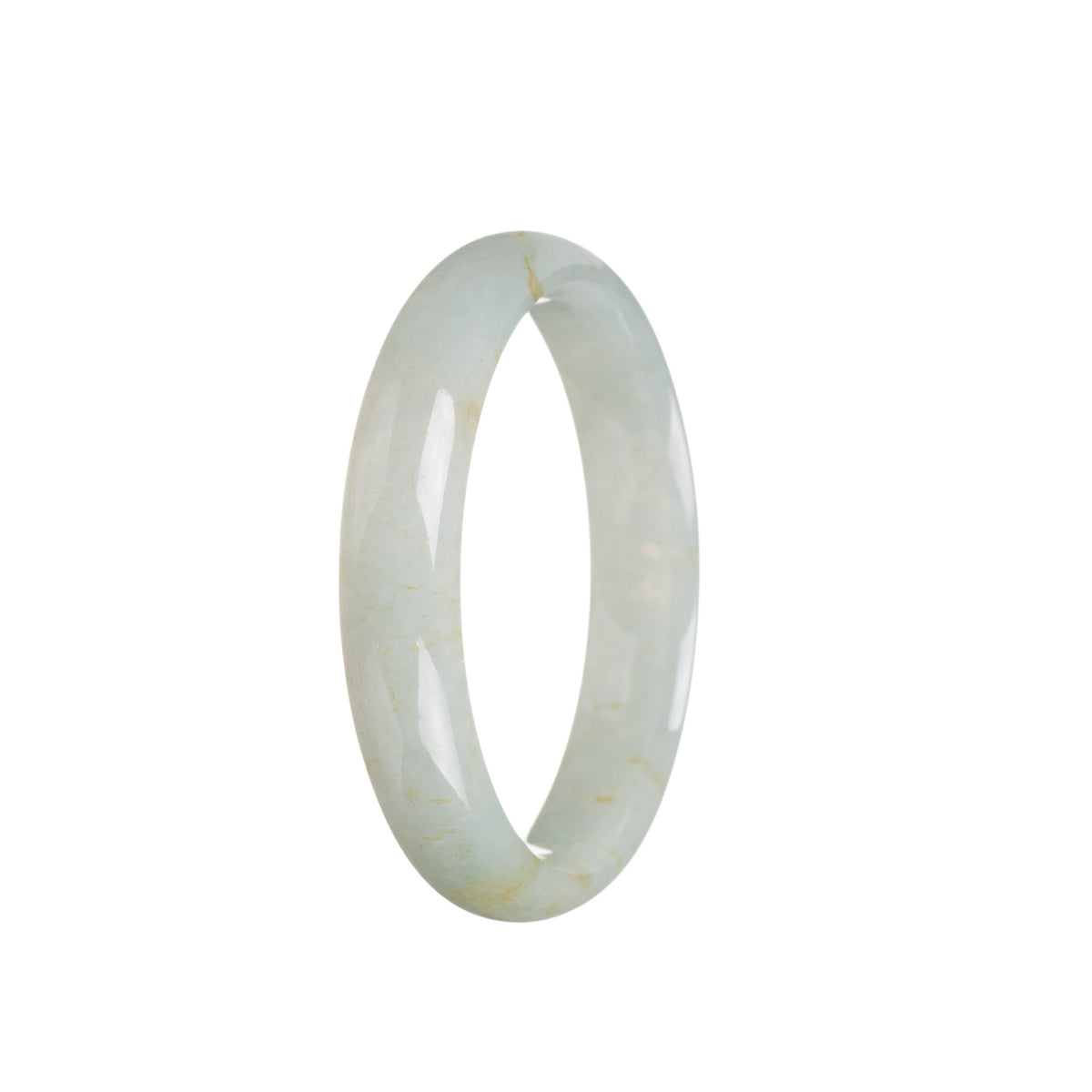 Genuine Untreated Greyish Green Traditional Jade Bangle Bracelet - 55mm Half Moon