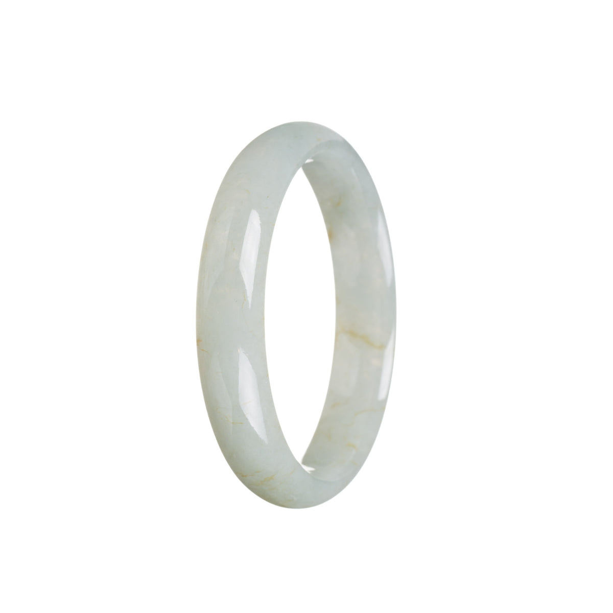 Genuine Untreated Greyish Green Traditional Jade Bangle Bracelet - 55mm Half Moon