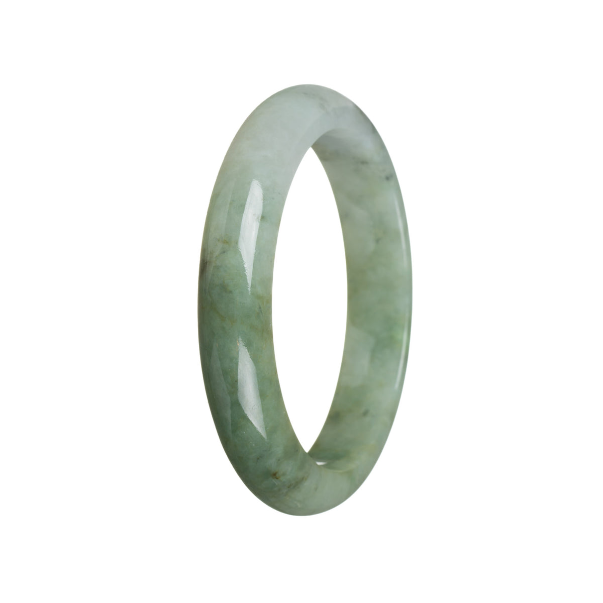 Authentic Untreated Green Burmese Jade Bangle Bracelet - 60mm Semi Round