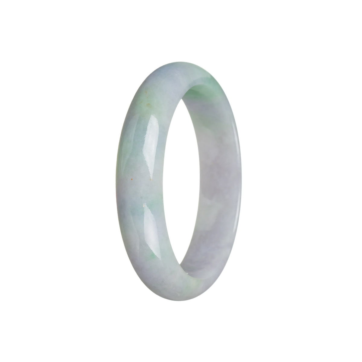 Genuine Grade A Green with lavender Traditional Jade Bangle Bracelet - 56mm Half Moon