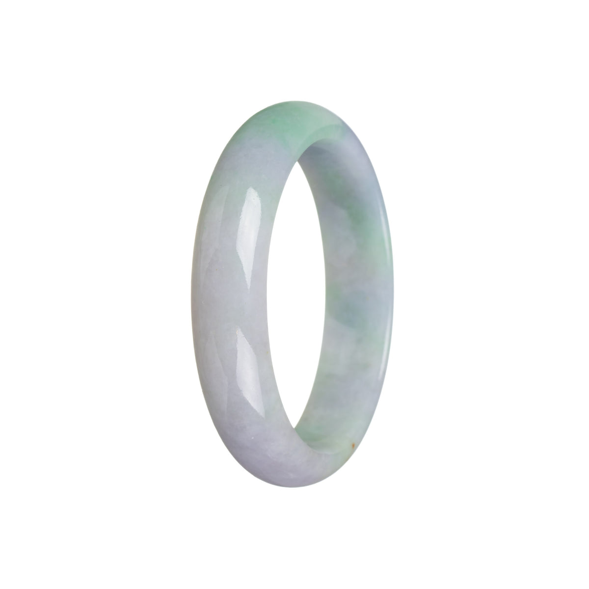 Genuine Grade A Green with lavender Traditional Jade Bangle Bracelet - 56mm Half Moon