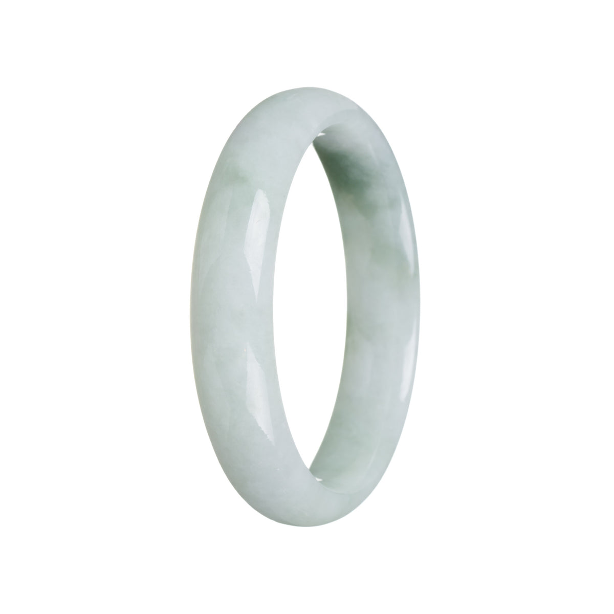 Real Type A Green Jadeite Jade Bangle Bracelet - 56mm Half Moon