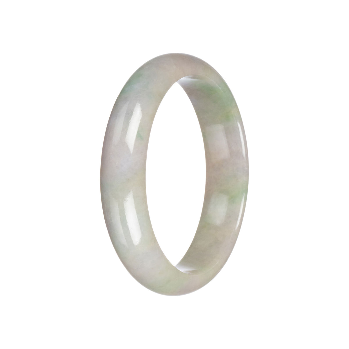 Real Grade A Lavender and Green Traditional Jade Bangle Bracelet - 59mm Half Moon