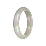 Real Grade A Lavender and Green Traditional Jade Bangle Bracelet - 59mm Half Moon
