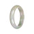 Real Grade A Lavender and Green Traditional Jade Bangle Bracelet - 59mm Half Moon