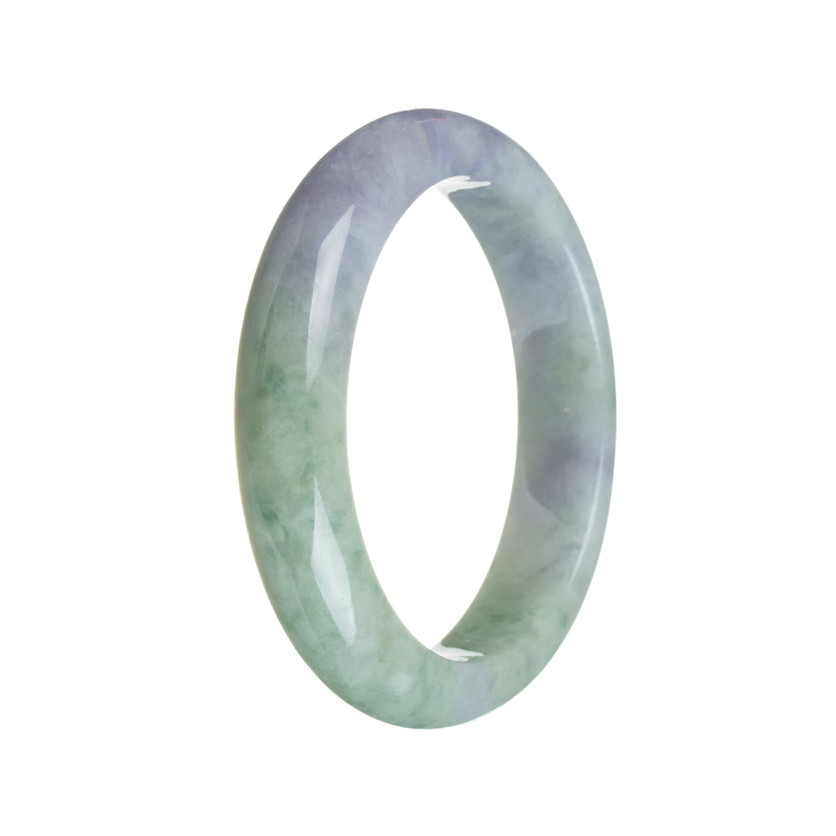 Genuine Natural Green with strong lavender Jadeite Jade Bracelet - 57mm Half Moon