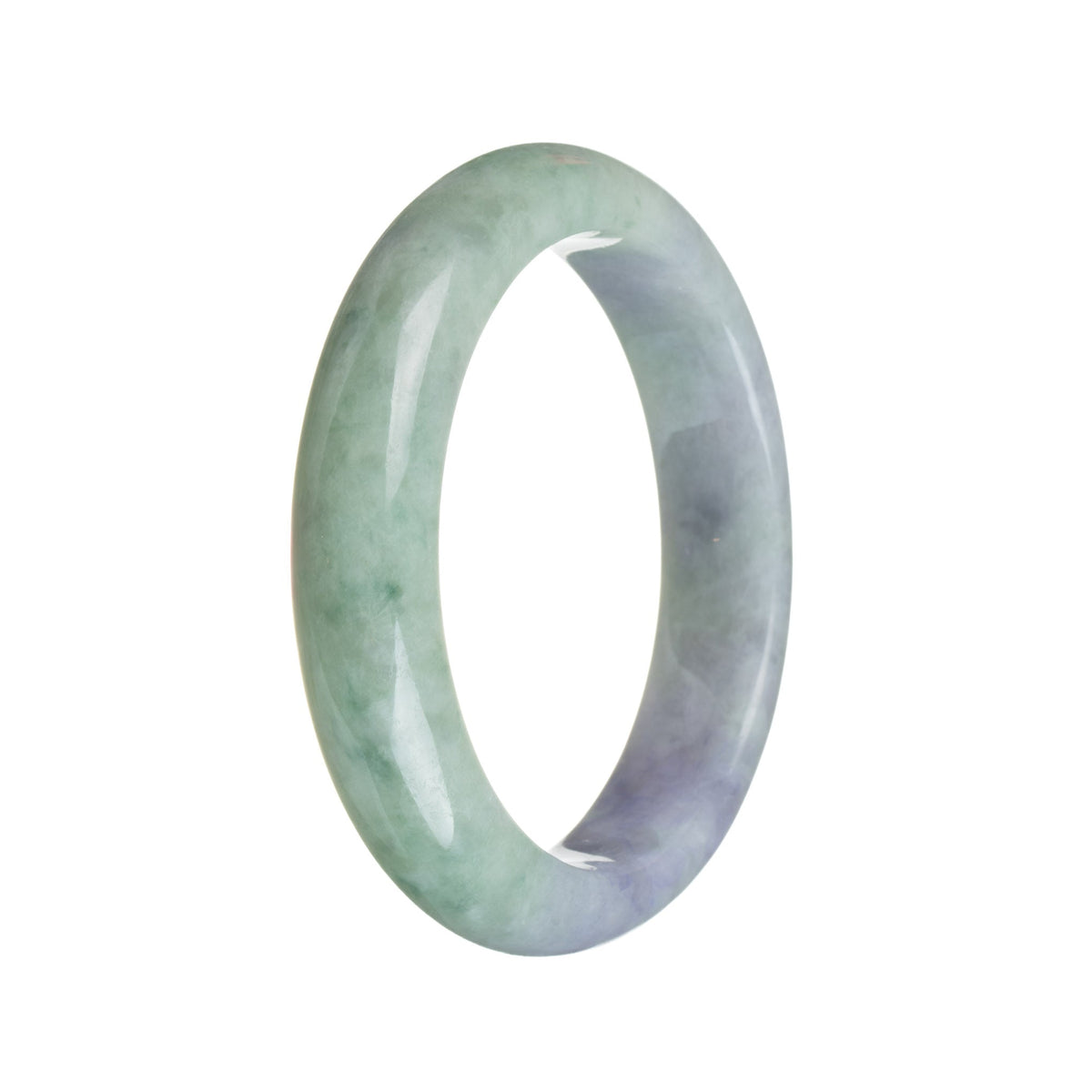 Grade A Green with Lavender Jadeite Bangle - 57mm Half Moon