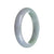 Genuine Type A Lavender with green section Burma Jade Bangle Bracelet - 59mm Half Moon