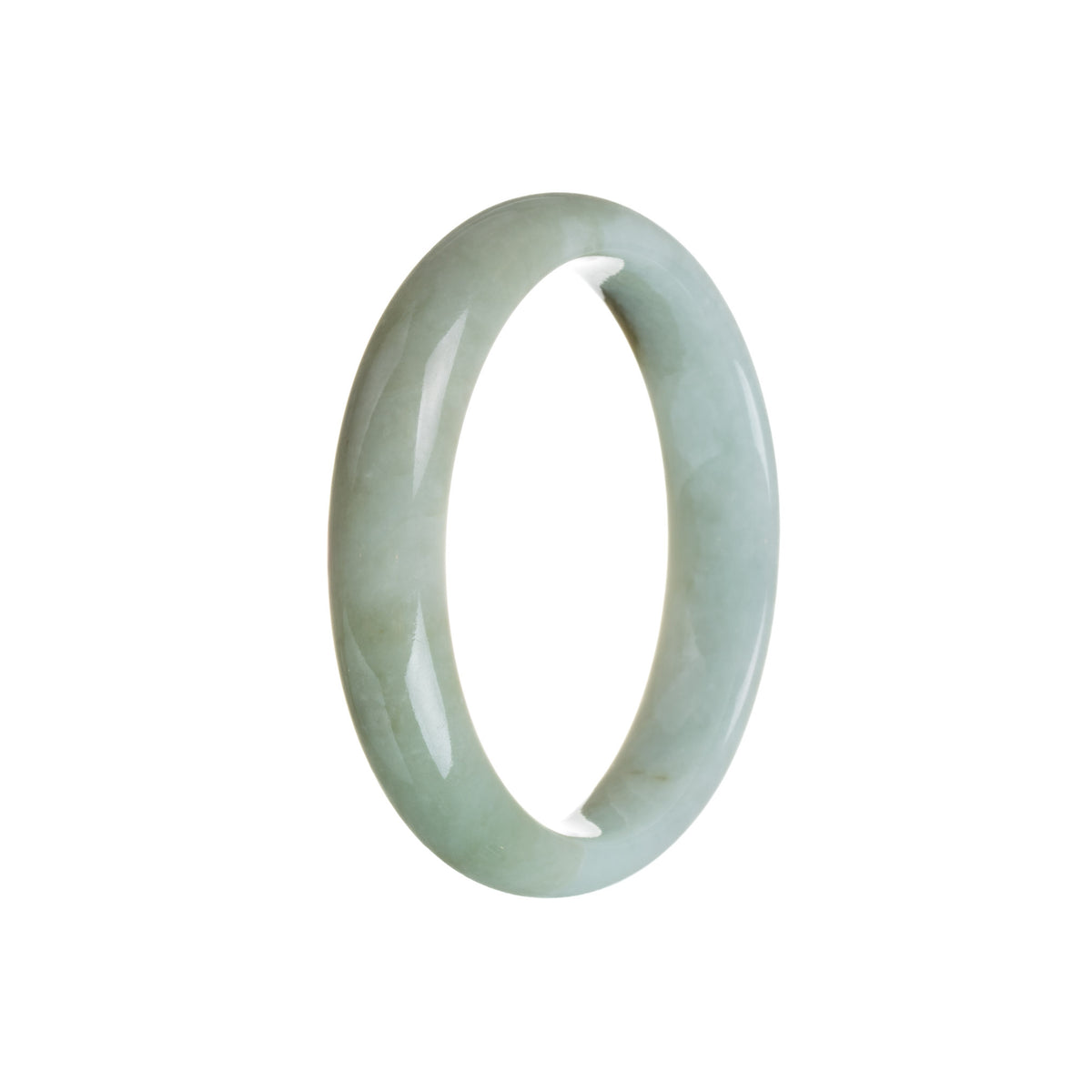 Real Grade A Green Burma Jade Bangle Bracelet - 56mm Half Moon