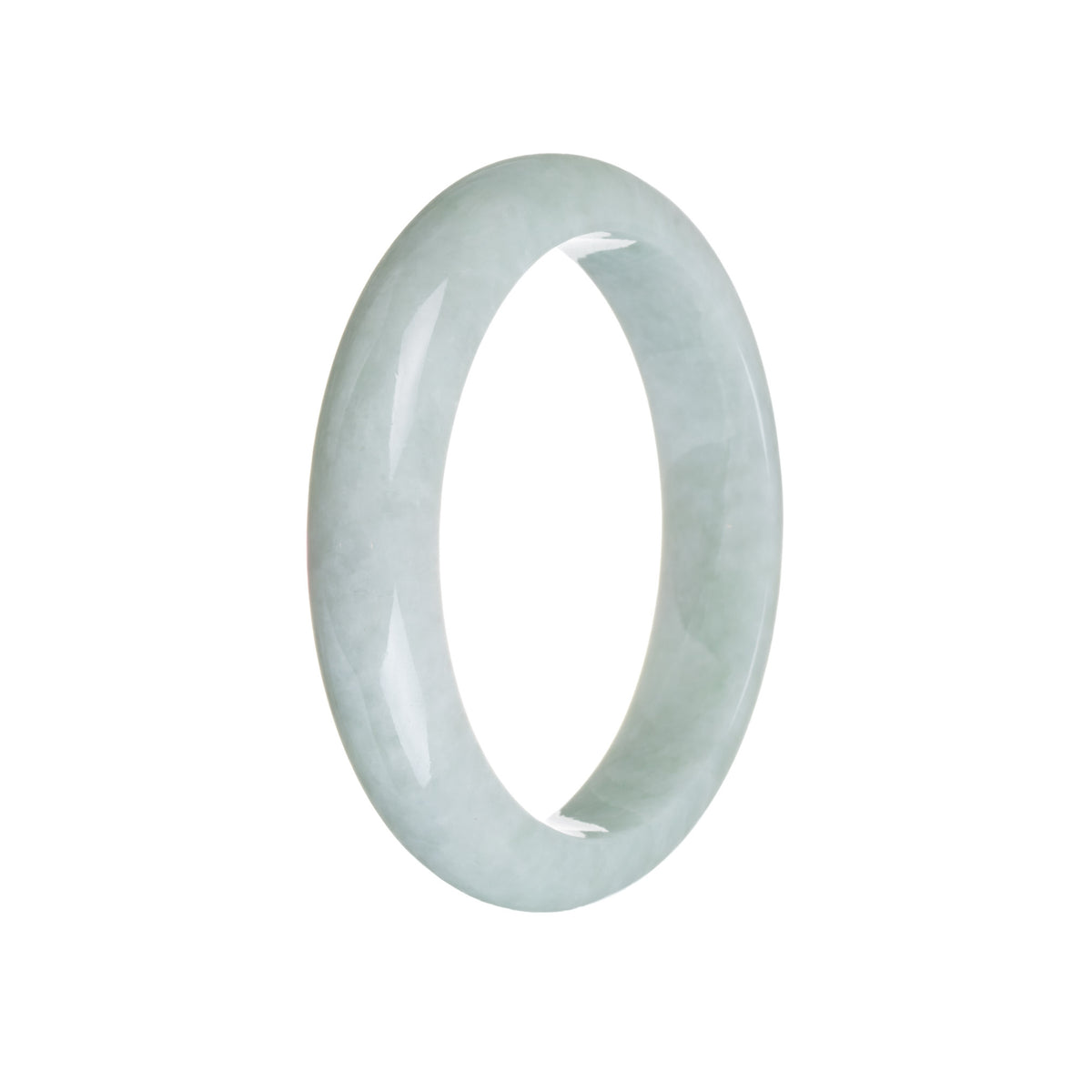 Real Type A White Jadeite Jade Bangle - 59mm Half Moon