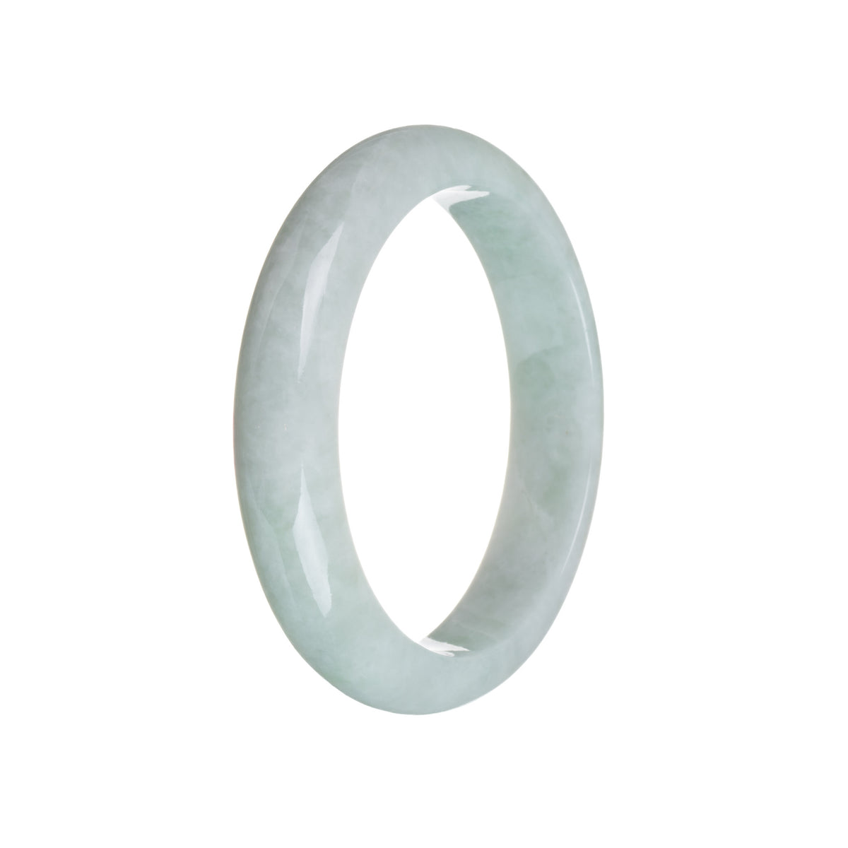 Real Type A White Jadeite Jade Bangle - 59mm Half Moon