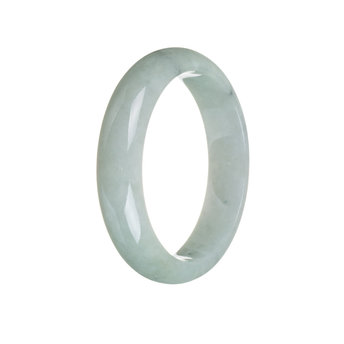 Genuine Natural Grey Burma Jade Bangle - 59mm Half Moon