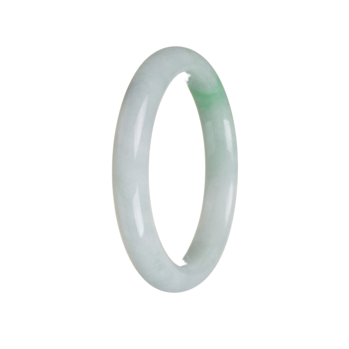 Genuine Grade A Green Jadeite Bangle - 62mm Semi Round