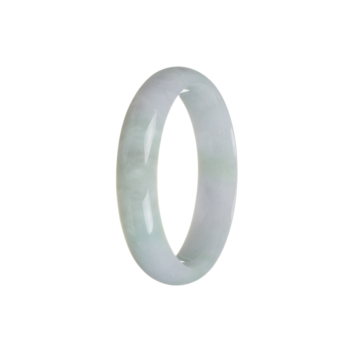 Certified Grade A White With Light Green Jadeite Jade Bangle - 56mm Half Moon