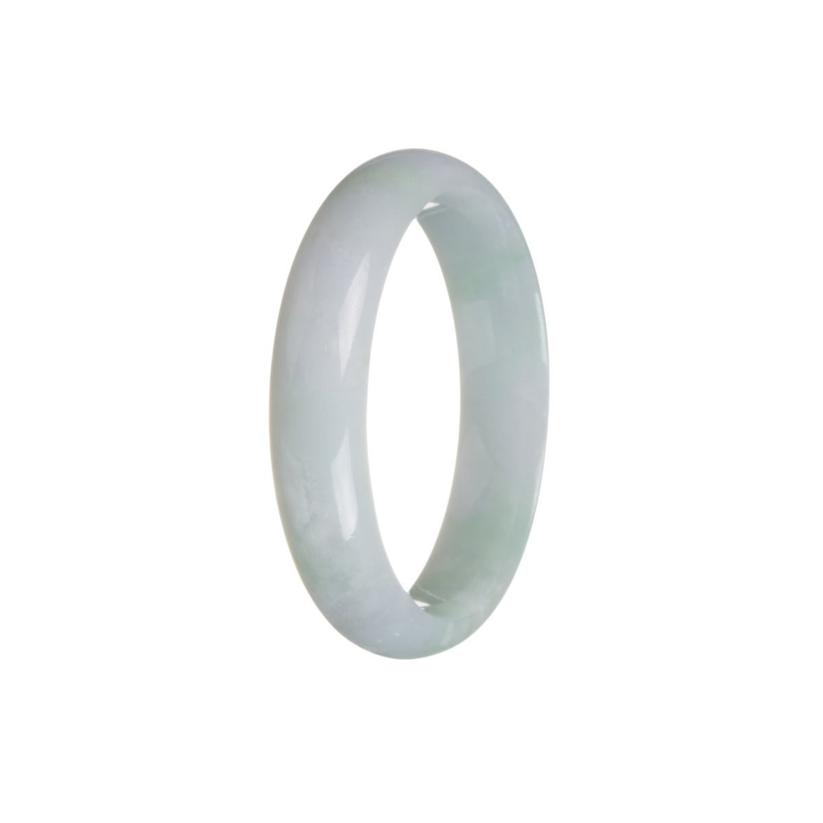 Certified Grade A White With Light Green Jadeite Jade Bangle - 56mm Half Moon