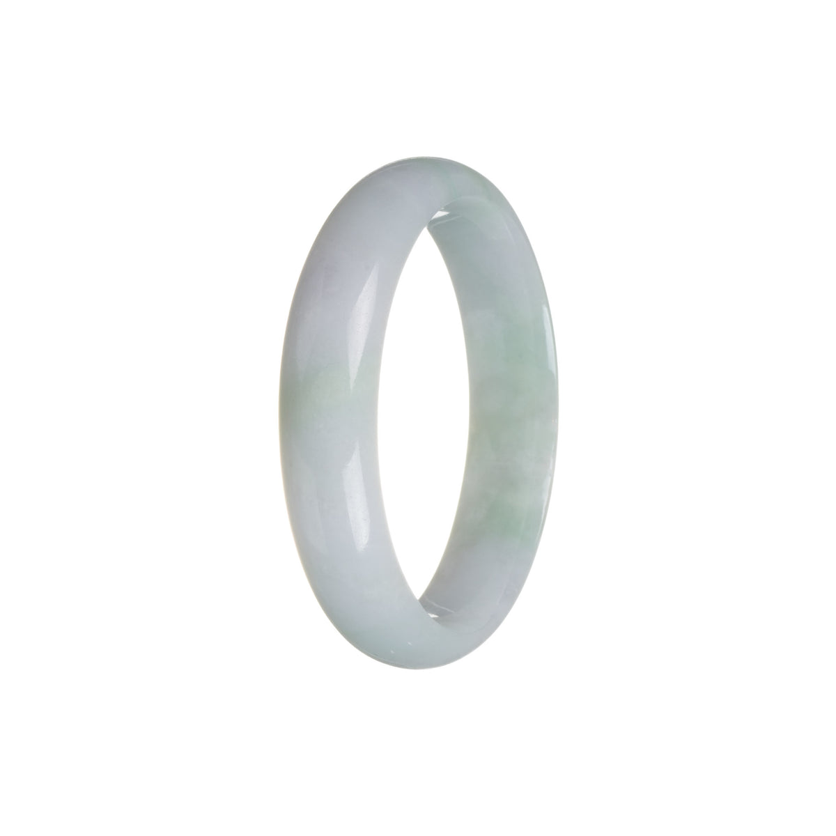 Certified Grade A White With Light Green Jadeite Jade Bangle - 56mm Half Moon