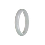 Genuine Type A White And Pale Green Jadeite Bangle - 56mm Half Moon