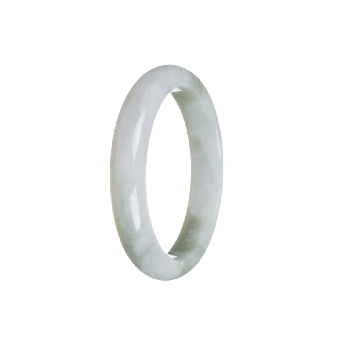 Genuine Grade A White Flower Traditional Jade Bracelet - 55mm Half Moon