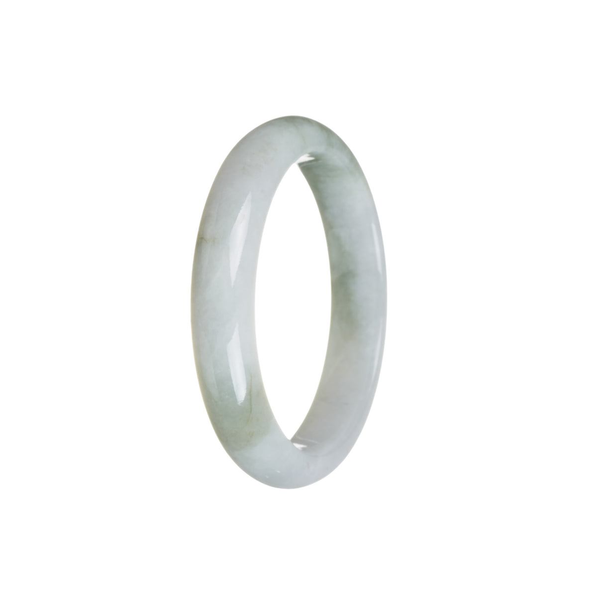 Genuine Grade A White Flower Traditional Jade Bracelet - 55mm Half Moon