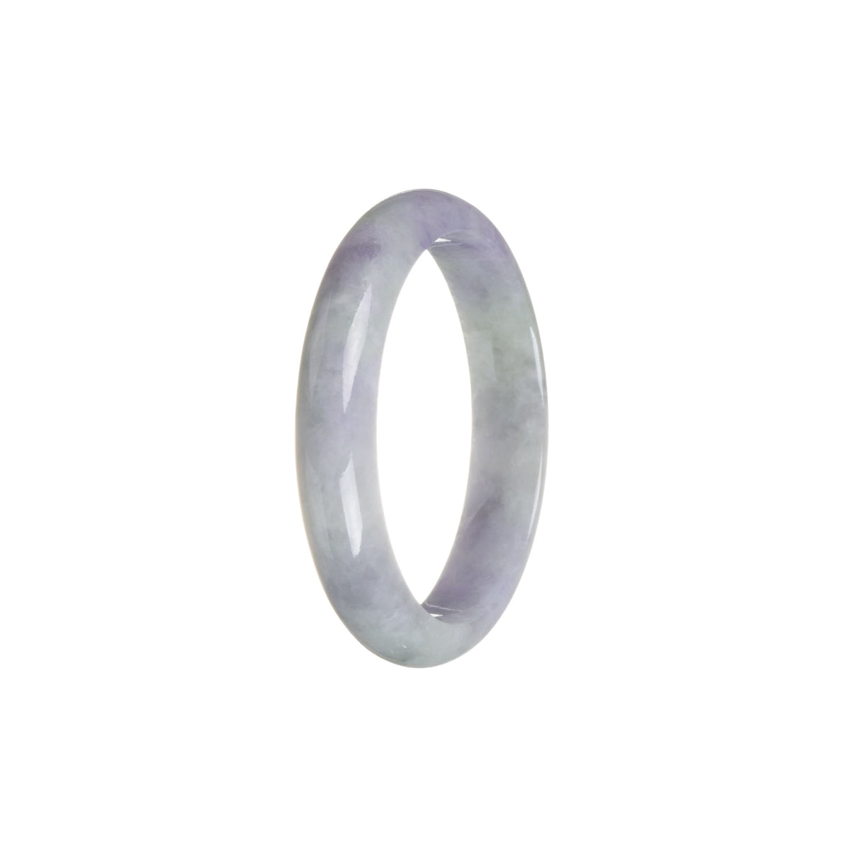 Authentic Grade A Lavender Burmese Jade Bangle Bracelet - 52mm Half Moon