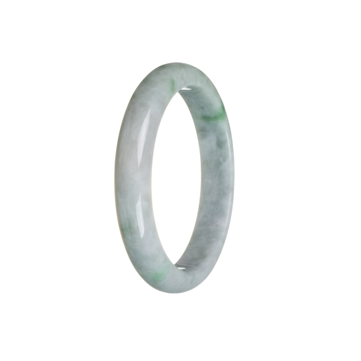 Real Grade A Grey with Green Jadeite Bracelet - 57mm Half Moon