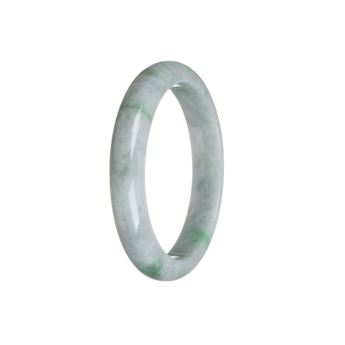 Real Grade A Grey with Green Jadeite Bracelet - 57mm Half Moon